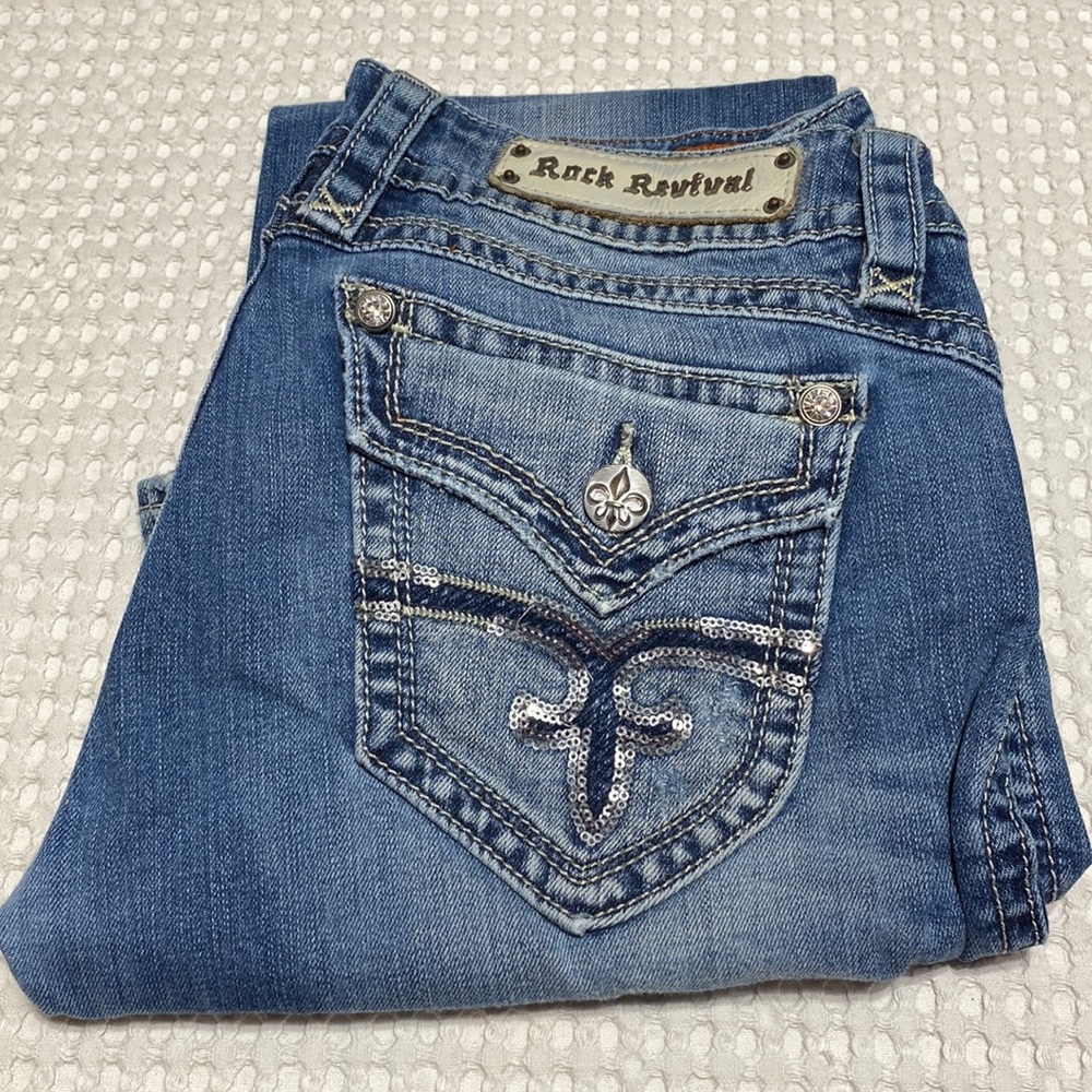 Rock Revival Gwen Jeans Easy Boot Women Size 30 Five Pocket Bling